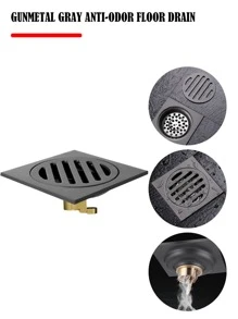 1入組不銹鋼淋浴地漏回流防止器 - 單向閥，4 英寸排水防臭蓋，帶密封圈，適用於管道浴室廚房，灰色 - 灰色 - 查看 1