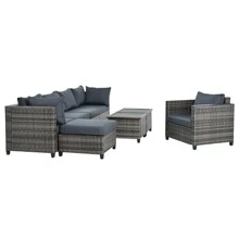 Nestfair 8-Piece Wicker Patio Conversation Set With Cushions And Coffee Table