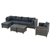 Nestfair 8-Piece Wicker Patio Conversation Set With Cushions And Coffee Table