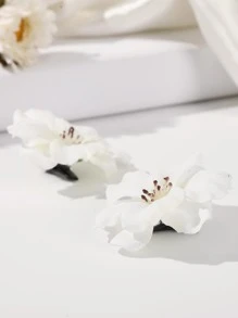 5个桃花造型人造花发夹，波西米亚风爪夹，发卡，适合上学、度假等场合，可作发饰、头饰、女士发饰等。 - 白色 - 查看 5