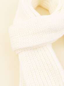 1套寶寶可愛針織帽子、手套&圍巾套裝,帶蝴蝶結,適用於女孩日常穿著的戶外冬季暖羊毛帽子 - 白色 - 查看 2