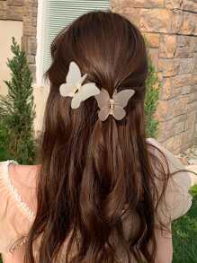 2 chiếc kẹp tóc hình con bướm nhẹ nhàng, phụ kiện kẹp tóc thanh lịch kết cấu mờ - Nhiều màu - Xem 1