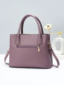 防水時尚時尚手提包附配件，大容量手提包，單肩包，復古手提包，簡約，經典皮革大包女式，女士，情侶旅行，工作和辦公室，週末和假期 - 紫色 - 查看 4