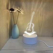 Lámpara De Escritorio Con Forma De Guitarra Eléctrica Sy190 (un Solo Color Sin Interruptor) - Blanco - Ver 4