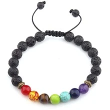 1pc Handmade Multicolored Acrylic Beaded 7 Chakra Bracelet - Multicolor - View 4