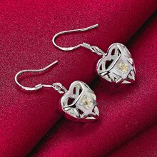 Heart AAA Zirconia Drop Earrings Silver Color For Woman Wedding Engagement Fashion Party Charm Jewelry
