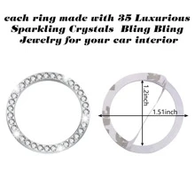 2pcs White Artificial Crystal Rhinestones Car Engine Start Stop Decoration Ring Bling Car Interior Accessories for Women Push to Start Button Cover/Sticker Key Ignition & Knob Bling Ring - White - View 3