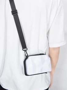 迷你菱形图案斜挎包，箱形挎包手提包 2025 新品，小号硬壳单肩包，方形钱包情人节礼物情人节男士礼物情人节假期学校夏季夏季包春假包白色包包斜挎包学校用品单肩包 - 白色 - 查看 9