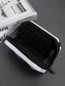 迷你菱形图案斜挎包，箱形挎包手提包 2025 新品，小号硬壳单肩包，方形钱包情人节礼物情人节男士礼物情人节假期学校夏季夏季包春假包白色包包斜挎包学校用品单肩包 - 白色 - 查看 4