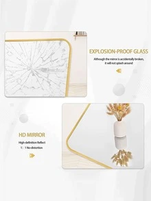 全身鏡63"x19.69"鋁框圓角金色全身落地鏡子矩形立鏡,適用於客廳臥室更衣室 - 金色 - 查看 4