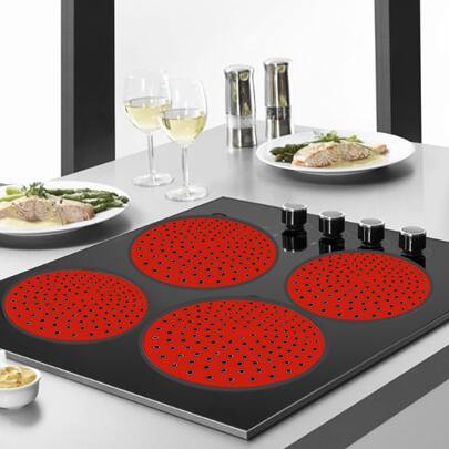 Almofada De Silicone Para Fogão De Indução 4 Peças Vermelho