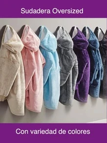 Sudadera Cobija Gigante de Gran tamaño con Capucha, Forro Polar de Microfibra Suave, Sherpa Peluda en variedad de colores - Multicolor - Ver 8