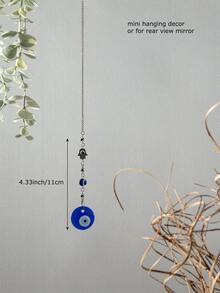 1 Bàn Tay Hamsa Màu Xanh Ác Mắt Mặt Dây Chuyền Sun Catcher Để Trang Trí Cửa Sổ, Gương Chiếu Hậu Ô Tô Trang Trí, quà Tặng Sáng Tạo - Màu xanh lam - Xem 2