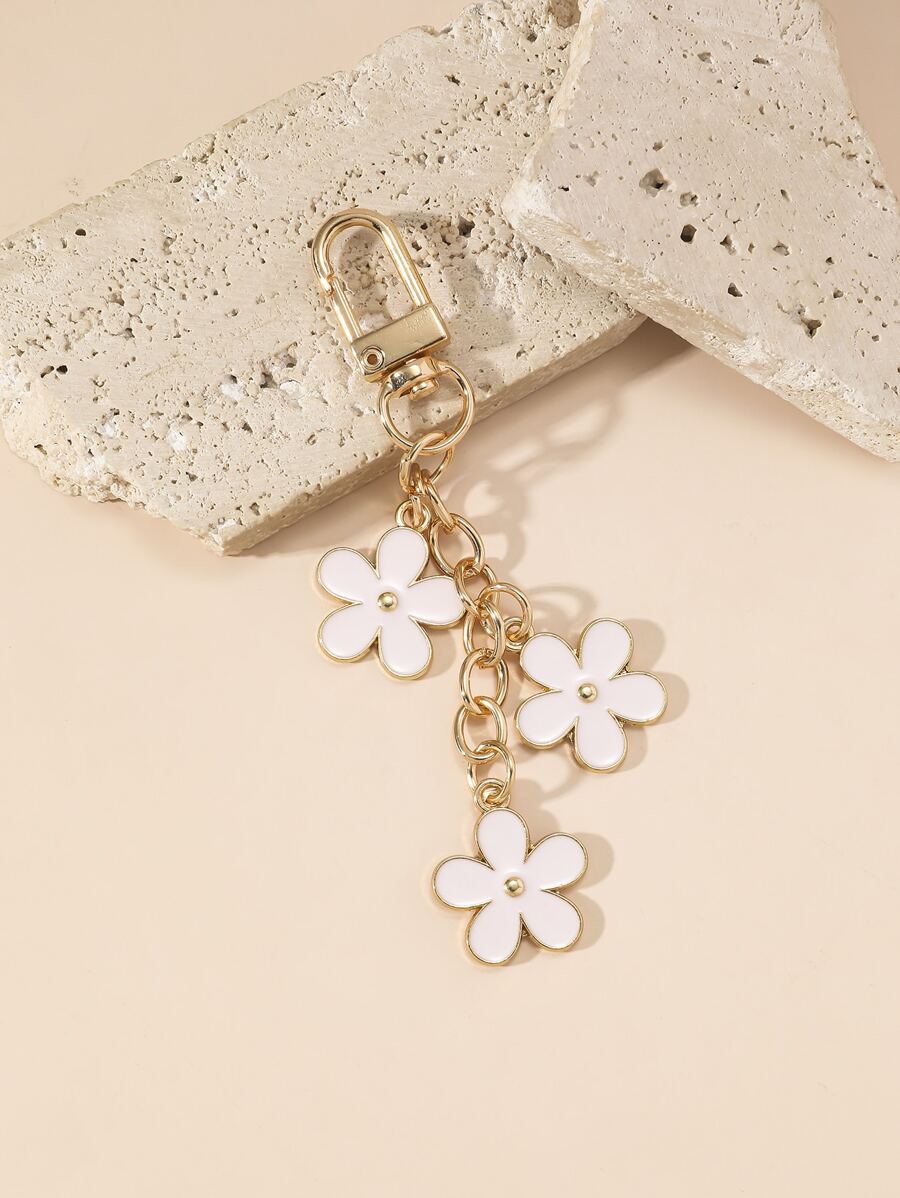 1 Pieza Exquisito Llavero Colgante De Margarita Creativa De Metal Para Mujeres - Rosa - Ver 1