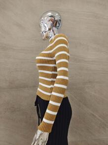 Women Knit Tops - 芥末黃 - 查看 3