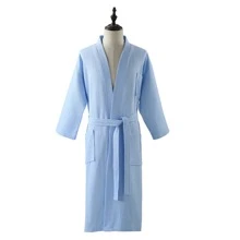 1pc Solid Color Waffle Woven Shawl Collar Bathrobe, Casual Loungewear, Made Of Soft Absorbent , For Bathroom, Bedroom, Pool Back To School