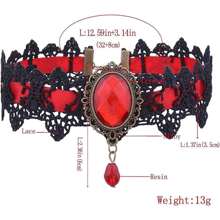 1pc Red Black Lace Vampire Choker Necklace, Cosplay Accessory Halloween - Red - View 2