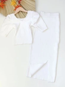 Women Sweater Co-ords - 白色 - 查看 1