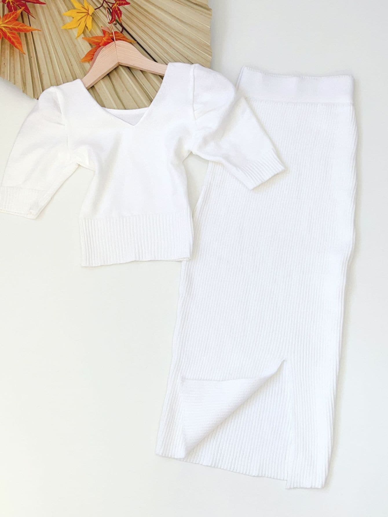 Women Sweater Co-ords - 白色 - 查看 1