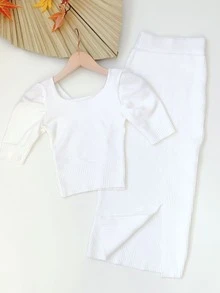 Women Sweater Co-ords - 白色 - 查看 2