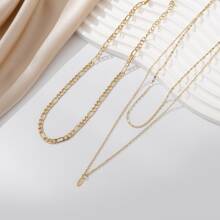 1pc Gold Color Fashionable 3-layer Leaf Necklace For Daily Wear - Gold - View 2