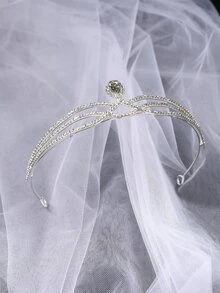 1枚銀色新娘皇冠,赫本風格,復古優雅,適用於婚禮派對 - 銀色 - 查看 2
