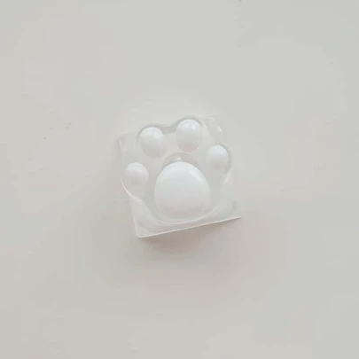 1pc White Translucent Cat Paw Design Abs Resin Keycap Compatible With Cross-axis Mechanical Keyboard Accessory