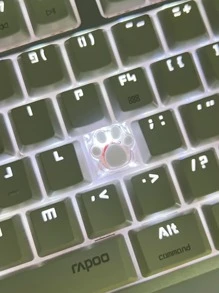 1pc White Translucent Cat Paw Design Abs Resin Keycap Compatible With Cross-axis Mechanical Keyboard Accessory