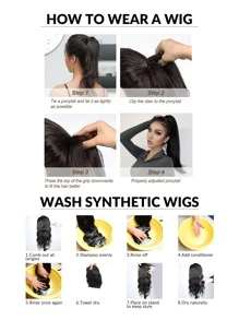 爪子馬尾延伸20英寸長的馬尾毛髮延伸,波浪爪夾馬尾裝置合成髮馬尾,毛茸茸的髮片片適用於女人（淺棕色） - Light Brown - 查看 7