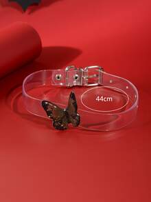 1入組萬聖節風格水晶點綴黑色&綠色蝴蝶吊墜項鍊