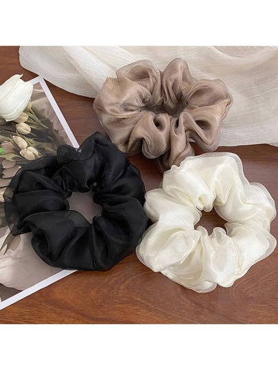 3pcs Solid Color Large Size Hair Scrunchies For Women, Minimalist And Fashionable Hair Accessories Hair Ties Ponytail Holders Hair Elastics Hair Rope, Hair Bobbles ,Head Piece