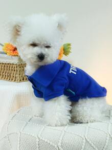 1pc Pet Clothing Cute Two Paw Print Pattern Shirt For Dogs And Cats - Blue - View 4