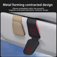 1 件汽車遮陽板太陽眼鏡架,附超細纖維皮革,女士豪華汽車內裝配件,相容於所有車型 - 米色 - 查看 2