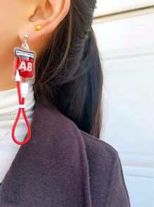 1 對哥德式逼真血袋形狀吊墜耳環適合女士在任何場合佩戴 - 酒紅色 - 查看 2