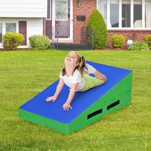 Costway Incline Gymnastics Mat Wedge Ramp Fitness Skill Tumbling Exercise Mat W/ Handles Blue - Blue - View 11