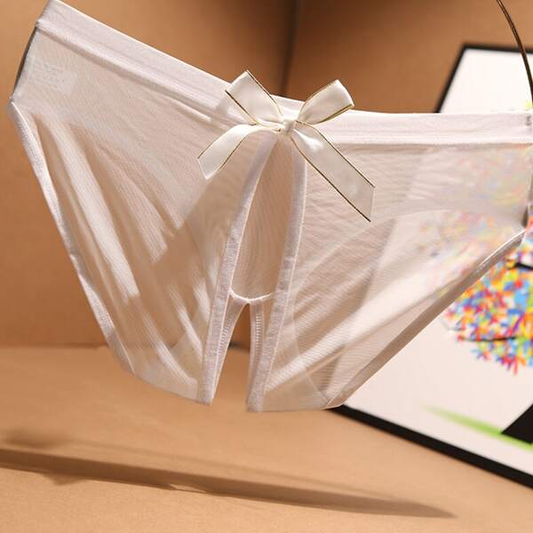 1pc Crotchless Triangle Panties For Women Sexy Sheer Lace Hollow Out