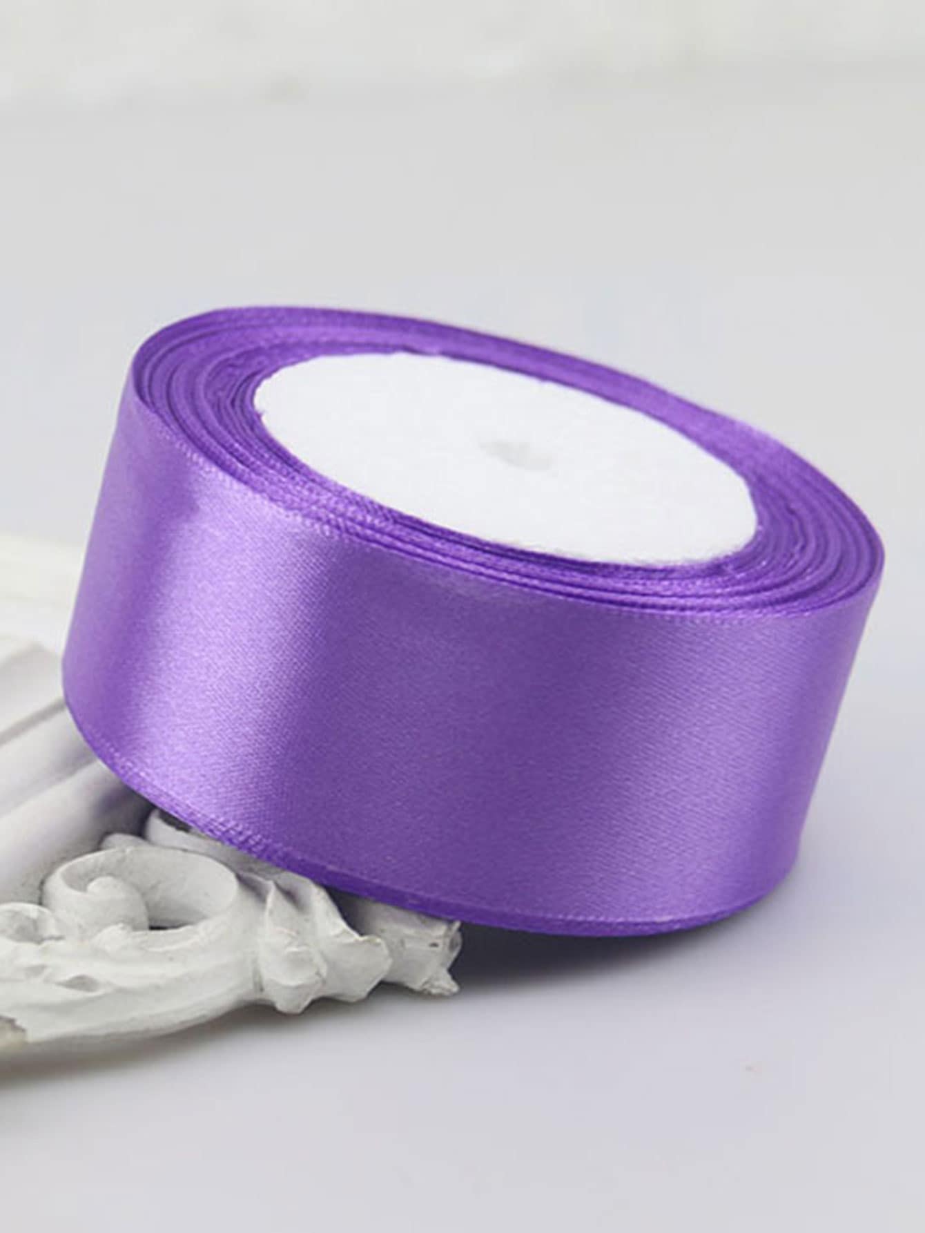 1 Roll Of 1cm/4cm Wide Satin Ribbon, DIY Hair Accessories, Cake Decorations, Gift Wrapping, - Lilac Purple - View 1