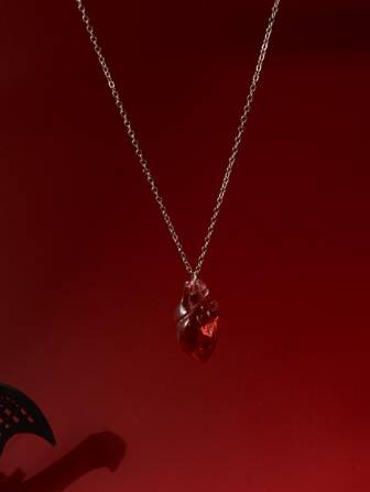 1入組血紅色心形吊墜萬聖節項鍊