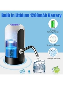 Dispensador Automático de Agua Recargable Luz LED para garrafon KIMHI - Blanco y Negro - Ver 4