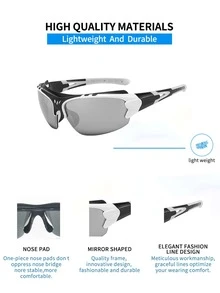 1 件男女通用白色镜框和银色镜面 PC 户外运动眼镜，适合骑行、跑步、爬山 - 銀色 - 查看 7