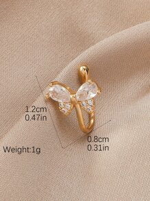 1pc Butterfly Design Nose Clip For Women, With Rhinestone And Decoration, Personalized & Exquisite & Luxurious Style - Gold - View 3
