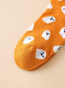 1pair Women's Funny Ghost Pattern Mid-Calf Socks, Halloween - Ginger - View 6