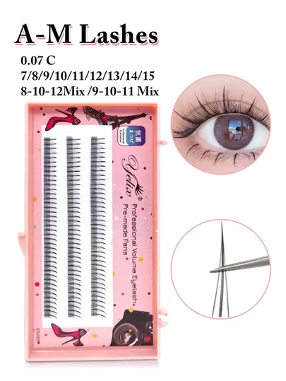 yelix 3 Rows A Shaped Manga Eyelash 120 Clusters A M Shape Premade Fans Lash For Eyelash Extension Embellish 0.07mm Thickness C Curl Lash Clusters,Eye Lash Clusters,Individual Eyelashes,Lashes,Fake Lashes