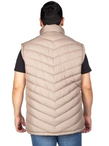 Vest For Men Quilted Lightweight Repellent Casual Basic - Beige - View 2