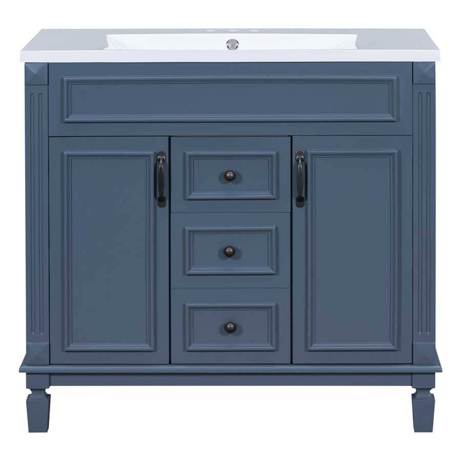 Merax 36'' Bathroom Vanity with Top Sink, Royal Blue Mirror