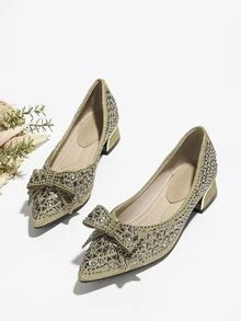 女性法式尖頭粗跟高跟鞋,女士的金屬亮絲瑪麗珍鞋,大尺寸船鞋,41,舒服的和多用途高跟鞋,軟底婚鞋適合女士