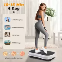Máquina de ejercicios con placa vibratoria, 10 modos, plataforma de Fitness con vibración para entrenamiento de cuerpo entero, con bandas de bucle, cuerda para saltar, Altavoz Bluetooth - Blanco - Ver 5