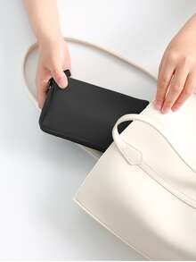 1pc Cosmetic Storage Bag Lipstick Case Portable Mini Travel Pouch Handbag - Black - View 3