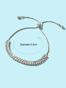 1 Miếng Màu bạc Đầy đủ Dát Đầy Hình vuông Khối Zirconia  Có thể điều chỉnh Vòng tay , Lý tưởng Đối với Của phụ nữ Sang trọng Tối Các bữa tiệc - Bạc - Xem 3