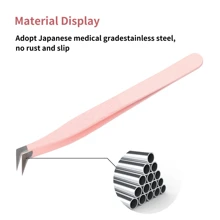 FADVAN Fadvan 1 Pc Eyelash Tweezers Extension Pink Stainless Steel Superhard Tweezers With Fiber Tips High Precision Anti-Static Tweezers